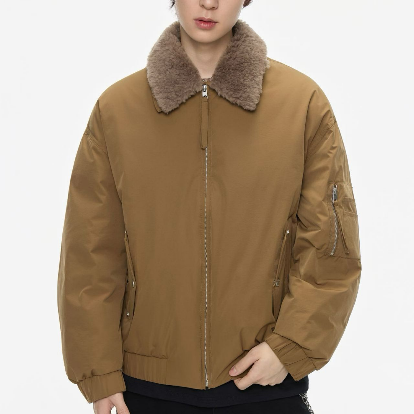 ONE77冬季可脱卸羊毛领羽绒服