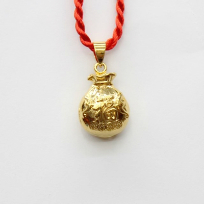 钱袋项链硬币饰品沙金不掉色吊坠