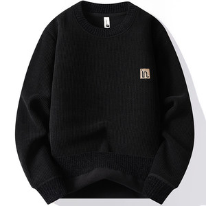 圆领卫衣男加绒加厚一体绒毛衣秋冬季保暖毛线针织衫 7128-P40图片