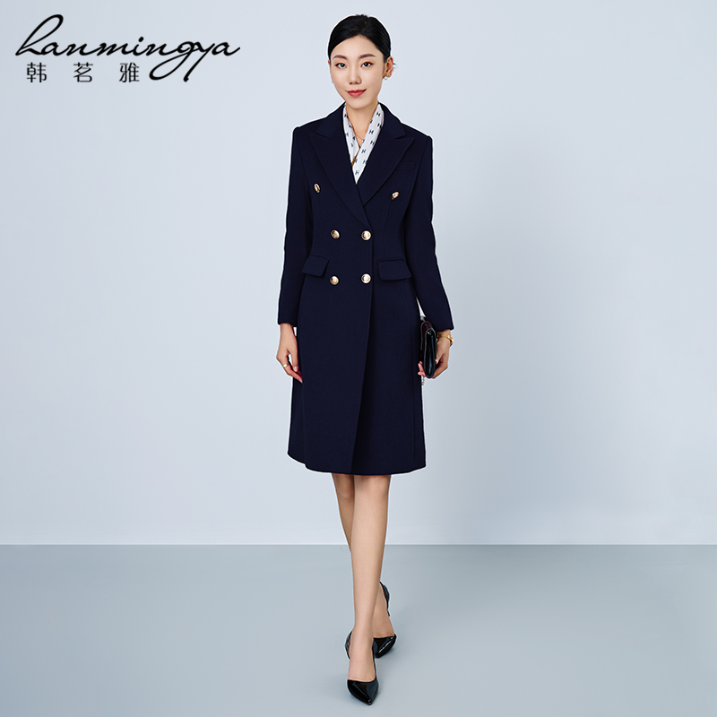 职业毛呢大衣女中长款高端羊毛