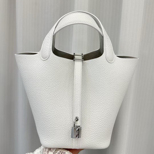 18cm真皮包批发菜篮子手提包荔枝纹TC原版皮全钢五金蜡线半手工包