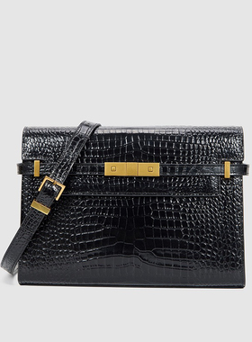 杨树林box真皮凯莉包包黑色单肩斜跨牙签皮复古曼哈顿mini腋下包