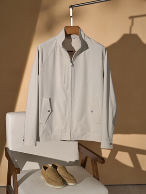 2026春夏新款男士立领夹克外套时尚百搭休闲上衣羊毛%6纯色外套