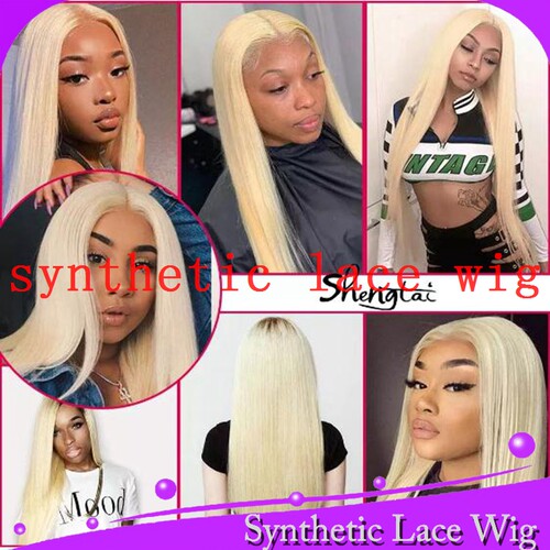 blonde hair lace front wig高温丝前蕾丝整顶假发头套60厘米