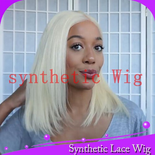 定做款14in36厘米短顺直半手工蕾丝假发synthetic lace front wig