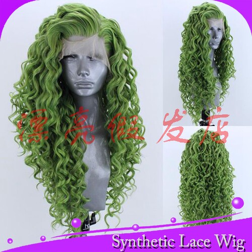 kinky curly synthetic front lace wig小卷蕾丝整顶假发60cm