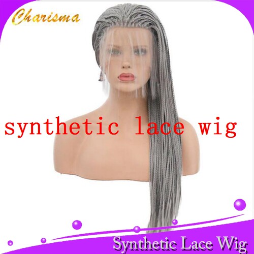 脏辫前蕾丝整顶假发宝宝发baby hair braided lace front wig60cm
