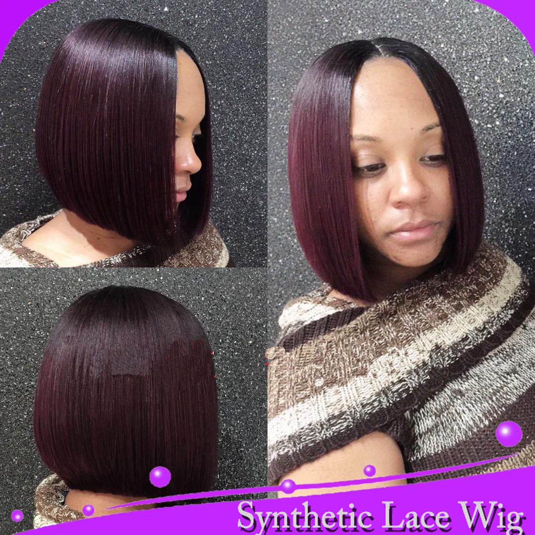 synthetic short bob style ombre 99jj lace wig齐肩短发10in
