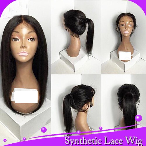 自然发际线半手蕾丝头套高温丝synthetic lace front wig化纤假发