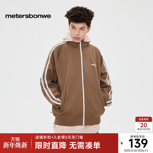 新款 2023冬季 插肩袖 美式 男上衣 美特斯邦威拼接针织开衫 情侣款 男士