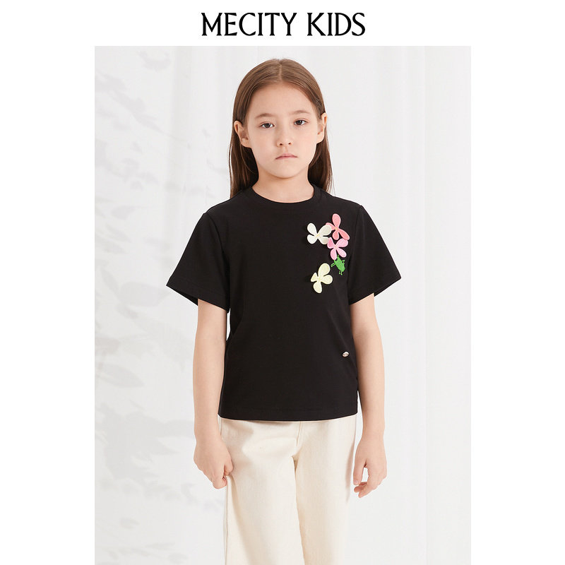 童装立体花朵装饰短袖kids