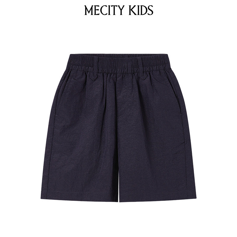 mecity kids童装夏男童纯色宽松休闲梭织短裤506302
