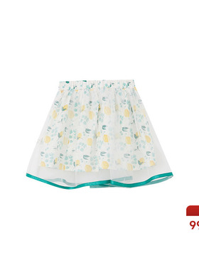 米喜迪mecity kids童装夏季女小童印花可爱公主风梭织半裙