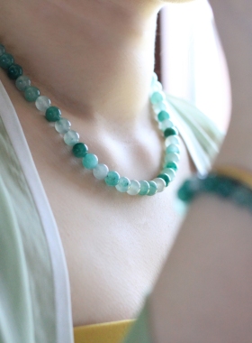 天然非洲翠项链女款锁骨链