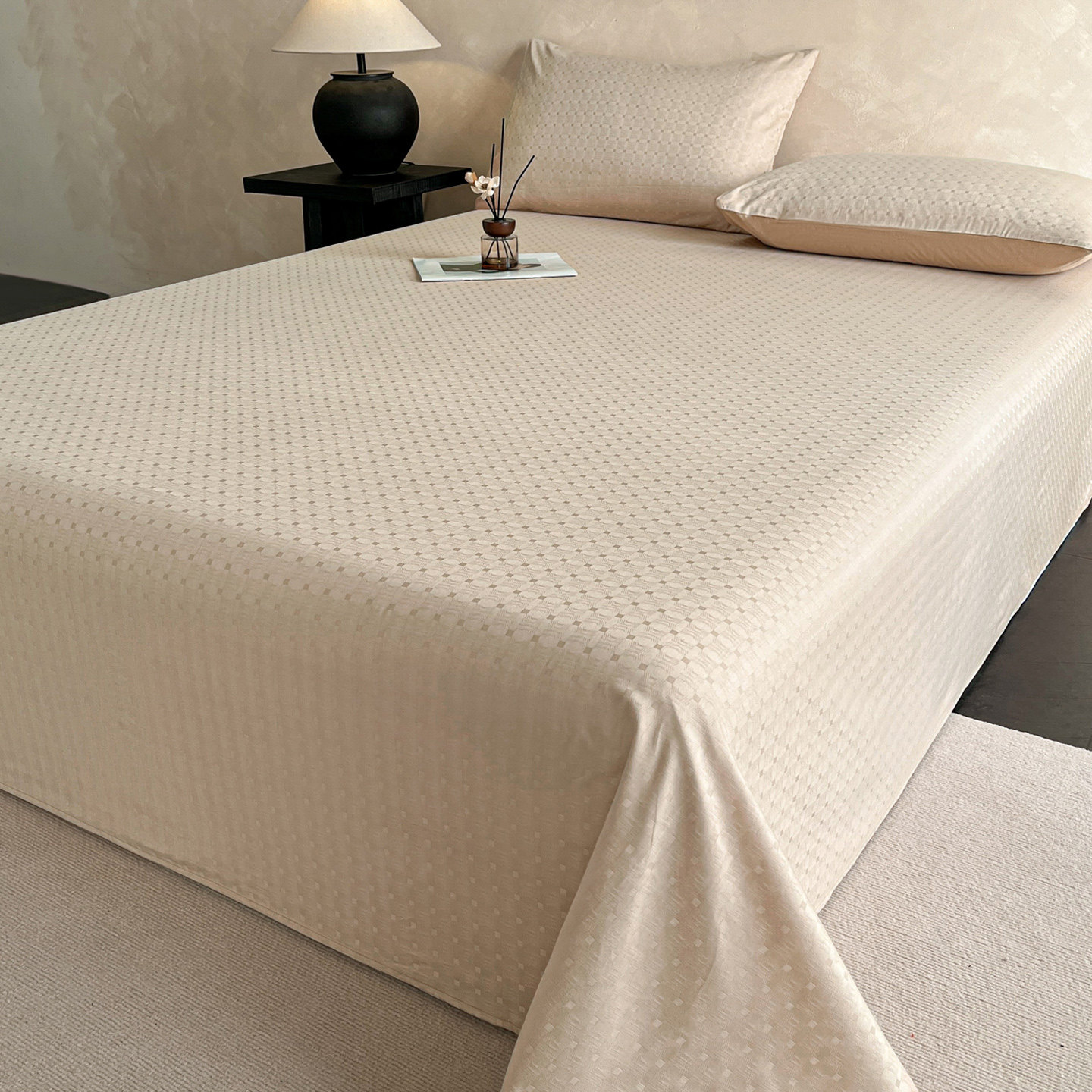 2026新款纯色A类贡缎提花全棉床单单件100纯棉被单枕套床笠三件套,床上用品,床单,淘宝优惠券,粉丝福利购,淘宝优惠卷