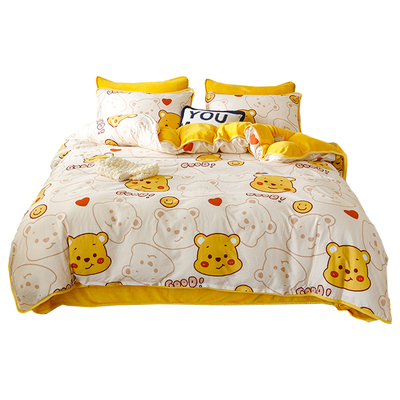 全棉单面加绒被套卡通ab面冬天珊瑚绒加厚一面法兰绒被罩学生宿舍