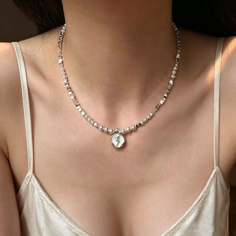 轻奢小众设计碎银子高亮珍珠项链女气质高级感锁骨链百搭颈链配饰