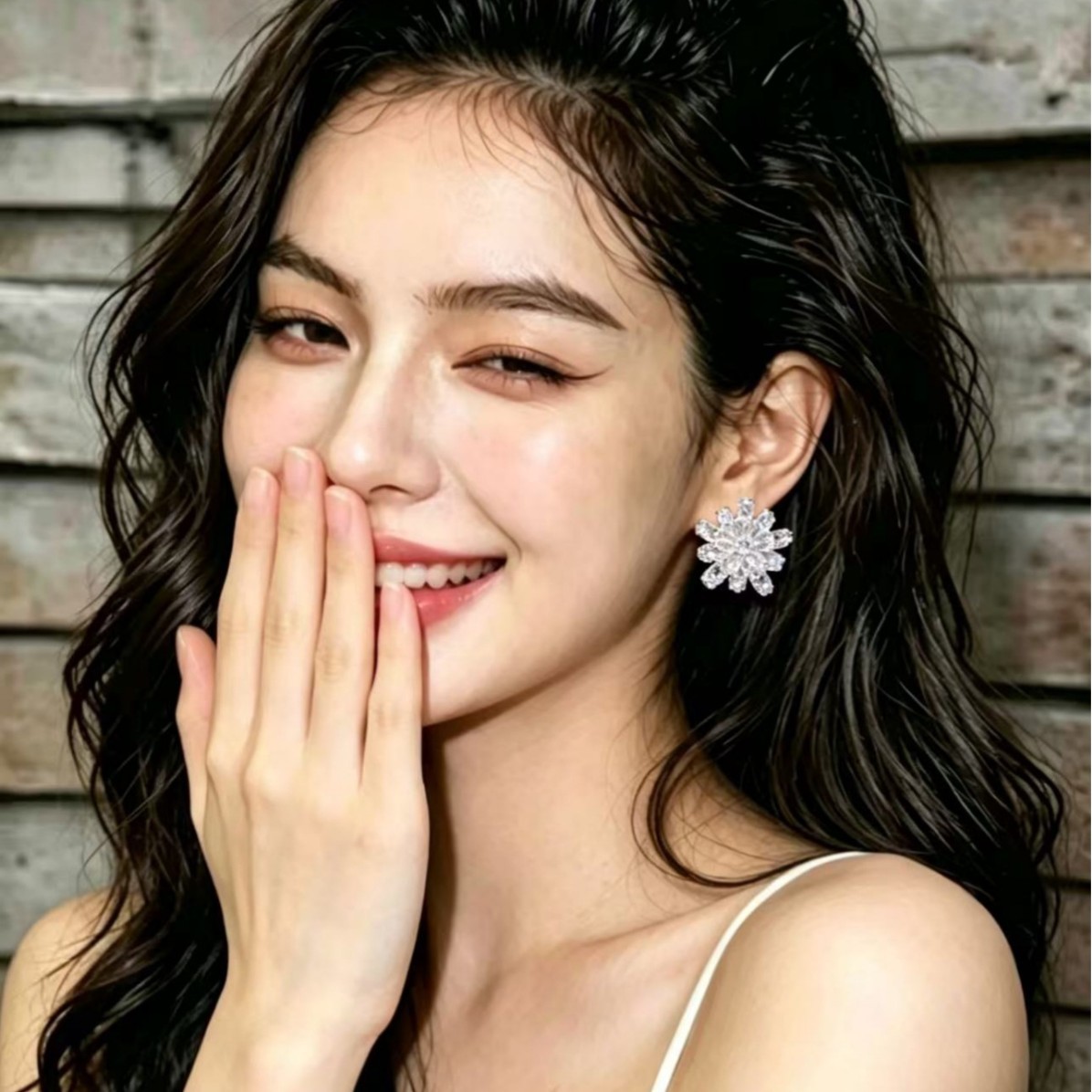 轻奢高级感大冰花锆石耳环重工名媛气质耳钉小众精致时尚耳饰品