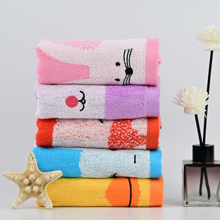 天源竹纤维儿童毛巾卡通可爱柔软吸水宝宝洗脸巾抗菌抑菌小长方形