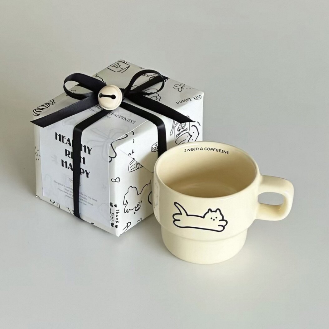 正品!生日礼物可爱猫咪杯子ins风情侣61伴手礼物陶瓷咖啡水杯