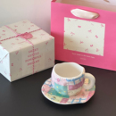 新年乔迁生日节节礼物ins手作不规则小众彩色拼布陶瓷杯碟马克杯