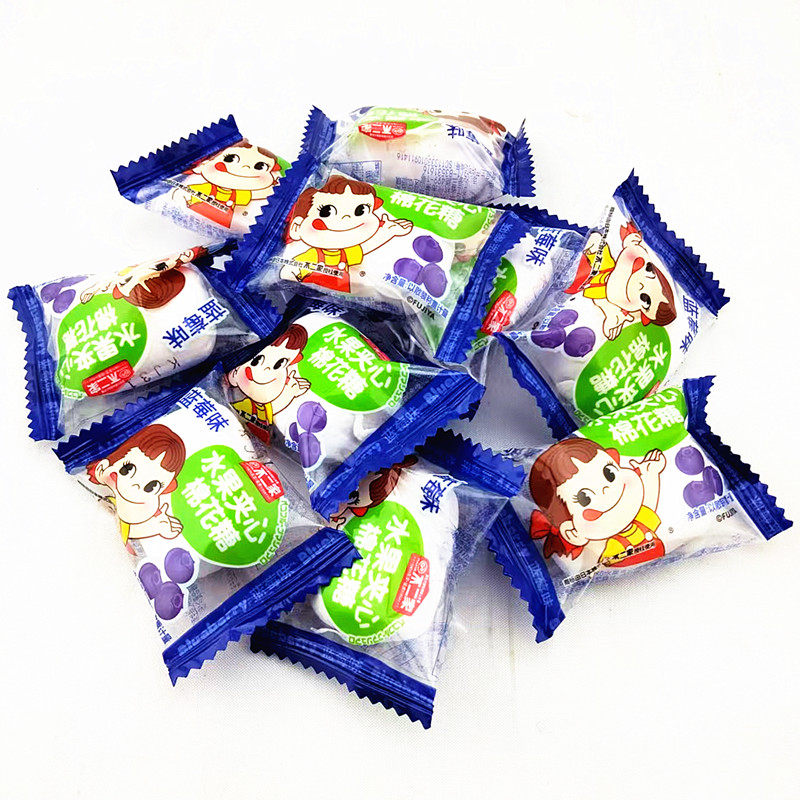 不二家蓝莓味棉花糖果水果奶油夹心散装称重200克喜糖营养零食品