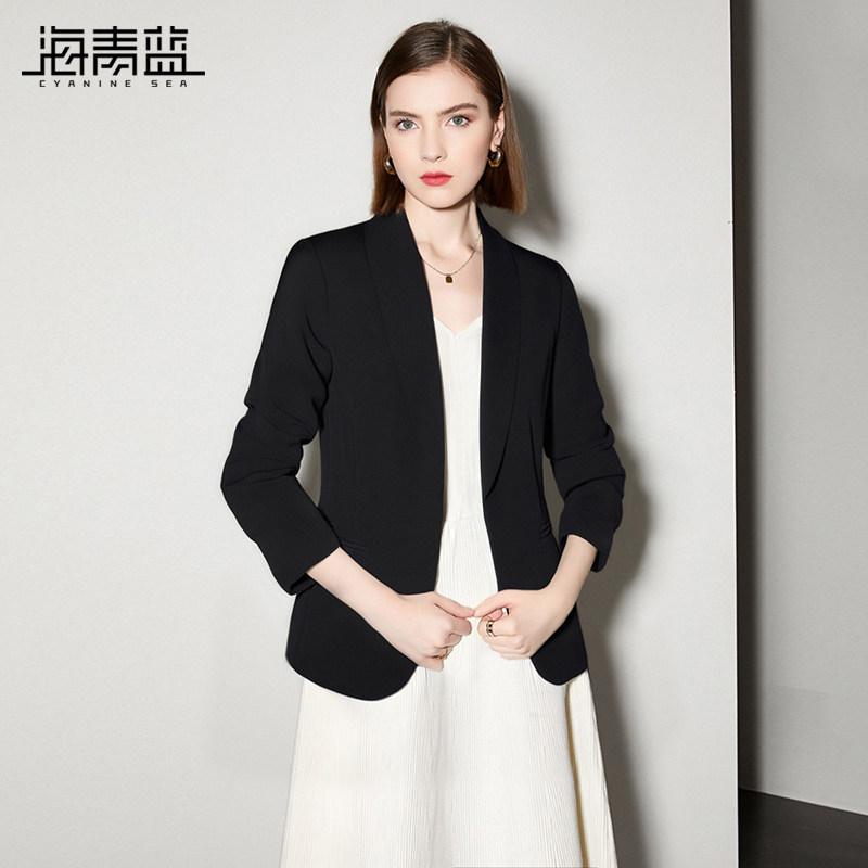 海青蓝 西装外套女士2026年新款职业通勤长袖黑色女装高级感上衣