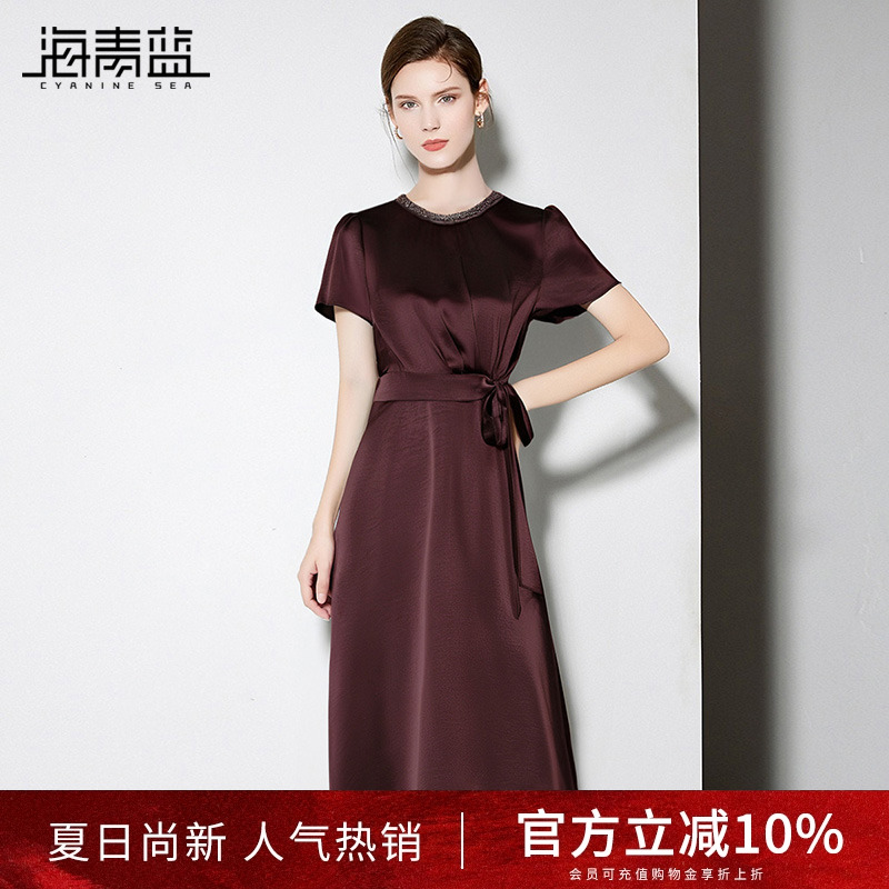 海青蓝 女装2025新款夏高级感小个子海边度假时尚气质减龄连衣裙