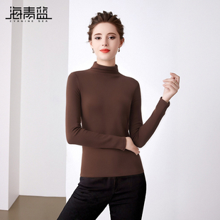 海青蓝 半高领针织衫春款2026新款女装多色长袖高级打底内搭上衣