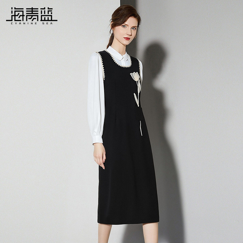 海青蓝 套装裙衬衫上衣2026年新款女装时尚气质女装背心连衣裙