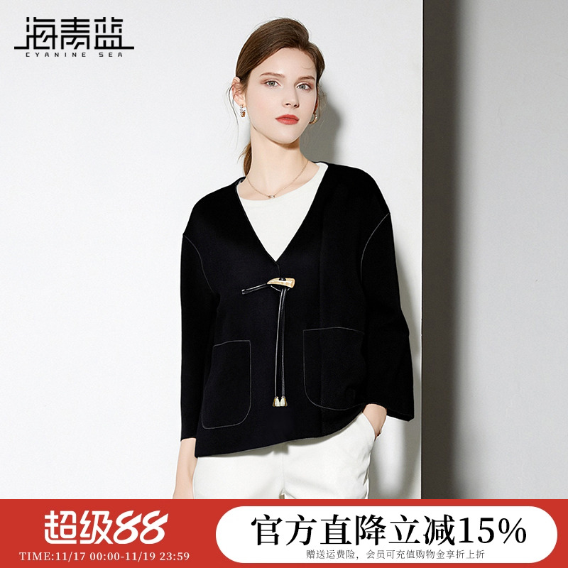 海青蓝风衣高级短外套