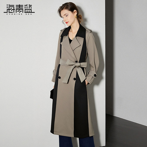 海青蓝风衣外套女大衣
