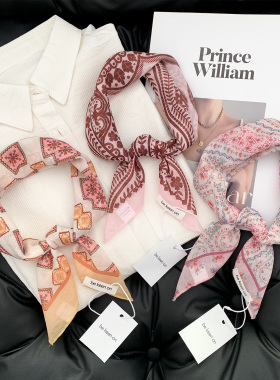 2026新款春季日系薄棉麻叠穿方巾韩版ins超萌甜美头巾装饰小领巾