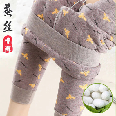 冬季大码蚕丝棉裤加绒加厚中老年高腰高档打底裤舒适修身显瘦