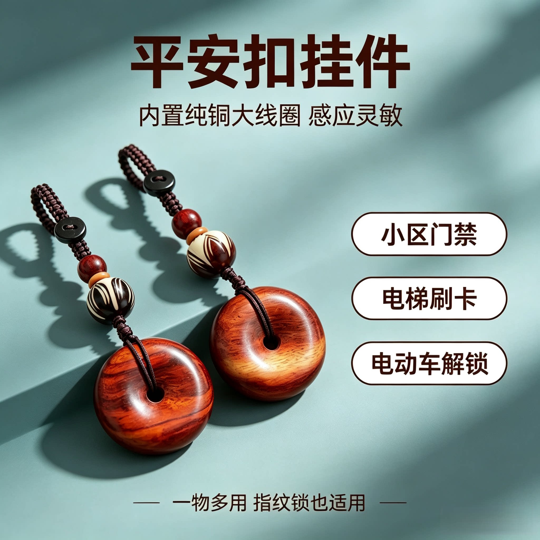 创意ic门禁卡平安扣挂件id复制卡电梯卡icid二合一双频卡nfc卡