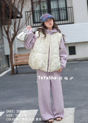 2025新款女童加绒马甲三件套背心坎肩外穿马夹外套