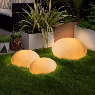 户外鹅卵石灯草坪灯防水太阳能别墅花园灯装饰庭院景观灯发光石头