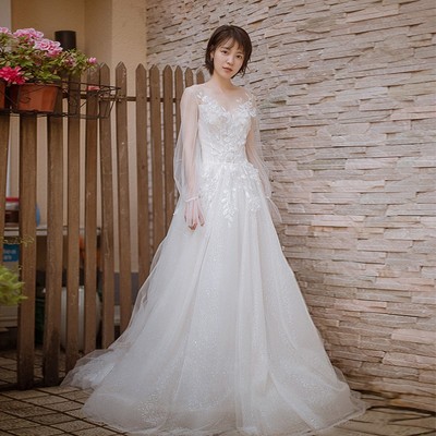 婚纱新款春季出门拖尾新娘简约法式纱仙气2025小个子气质礼服裙轻