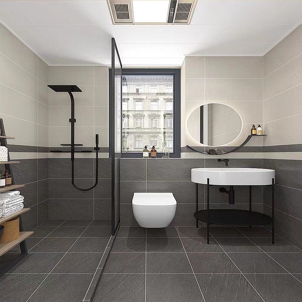 灰色通体板岩仿古砖300x600墙砖 室外露台阳台瓷砖米黄色防滑地砖