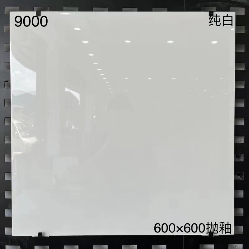 亮光纯白色瓷砖800x800客厅防滑地板砖 灰色通体大理墙砖600X12