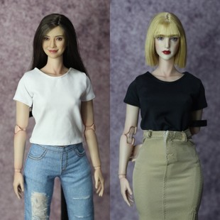 DMTOYS1比6兵人衣服女纯色T恤12寸tbl包胶女素体可动人偶服装模型