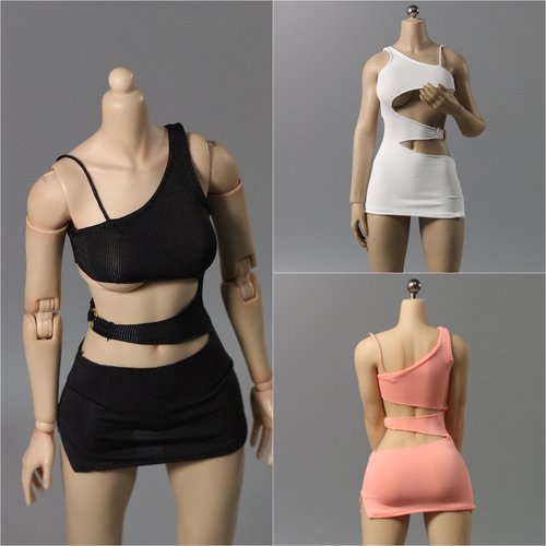 现货 DMTOYS 1/6兵人女衣服吊带个性包臀裙 可动包胶人偶模型娃衣