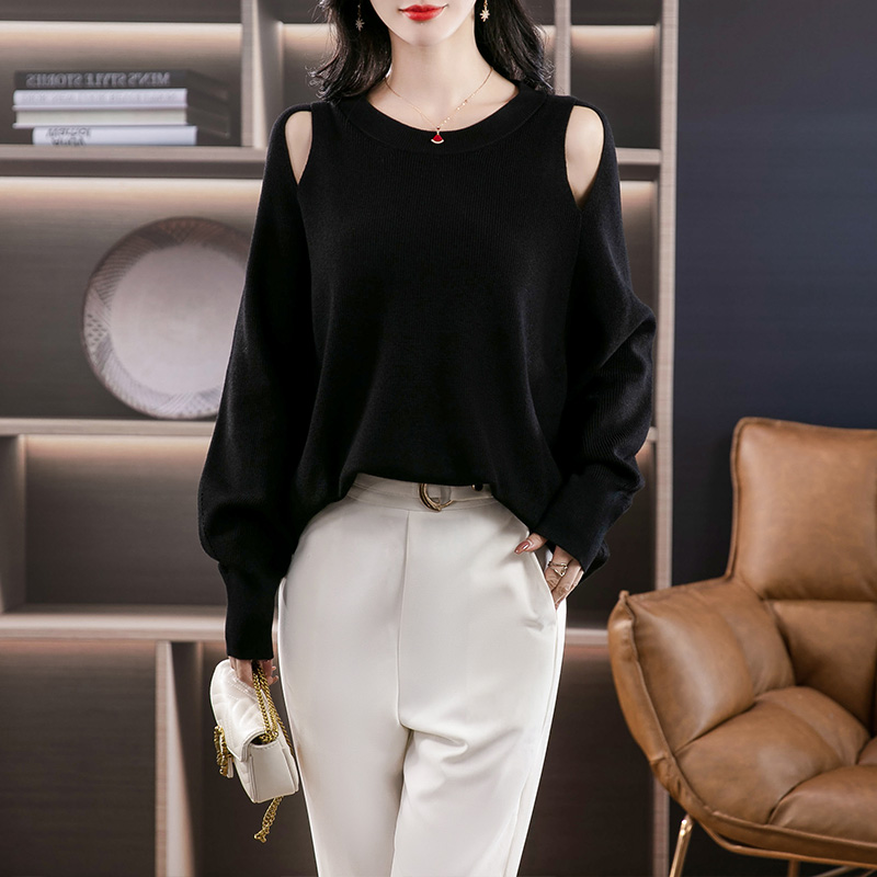 2024年春季新款女装胖mm大码韩版气质镂空毛衣显瘦百搭针织打底衫