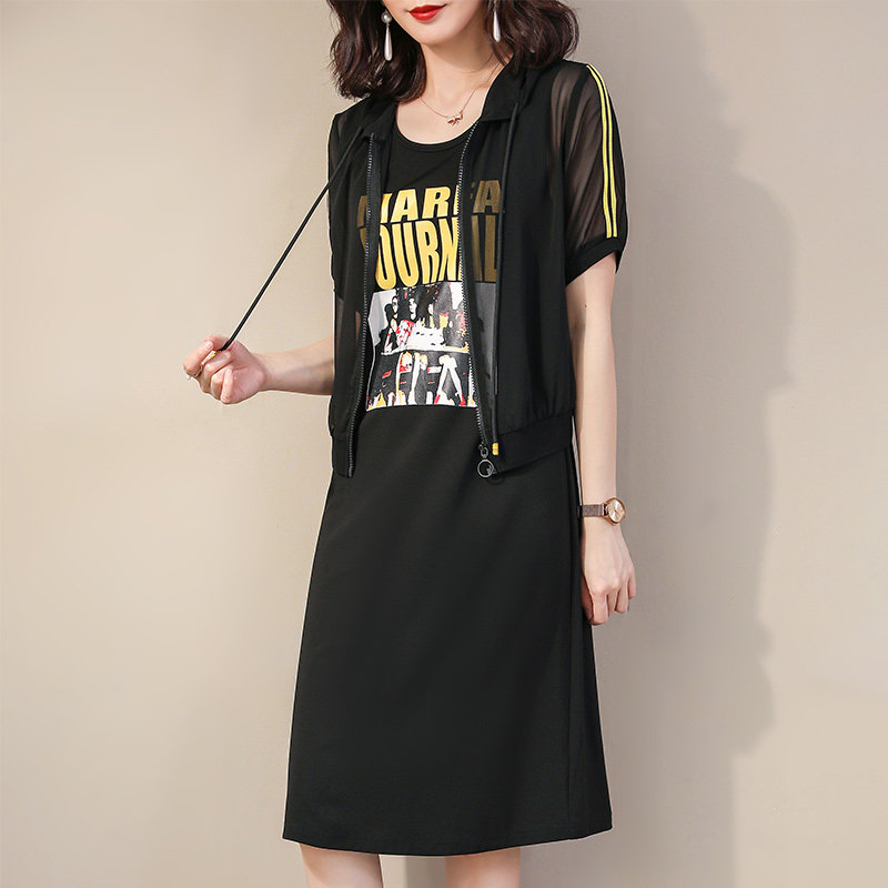 胖妹妹2020年新款大码女装胖mm泫雅风裙子套装夏两件套连衣裙显瘦