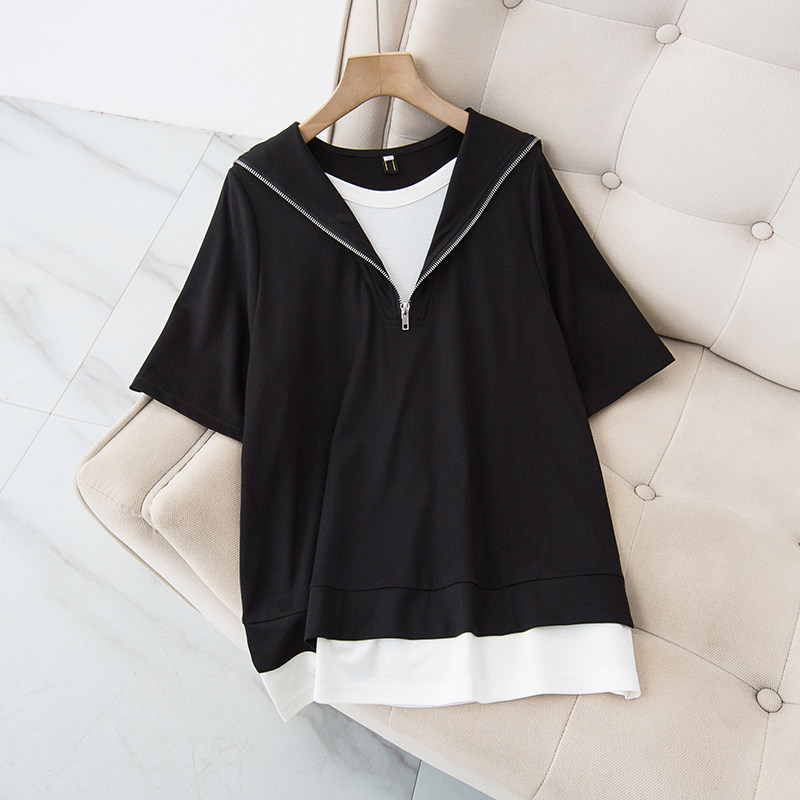 伊自尚微胖大码上衣遮肉显瘦2023夏季新款洋气减龄胖mm宽松外套