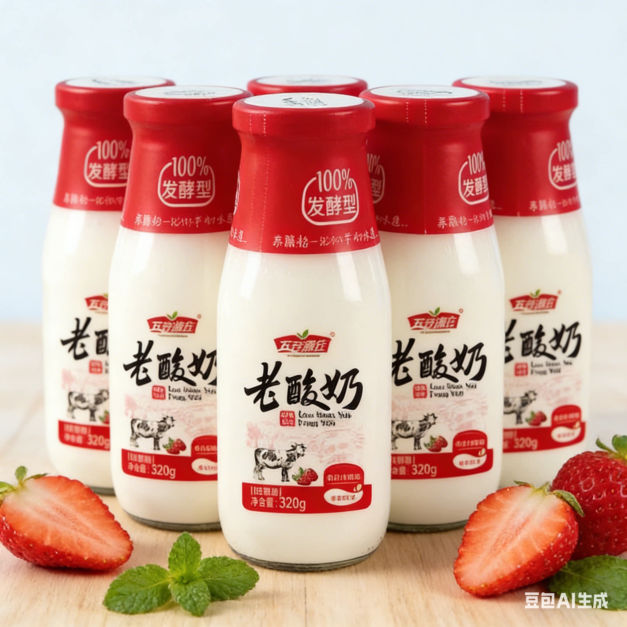 五谷满仓老酸奶原味红枣味老牌子乳酸菌发酵乳酸奶320g*5玻璃瓶装