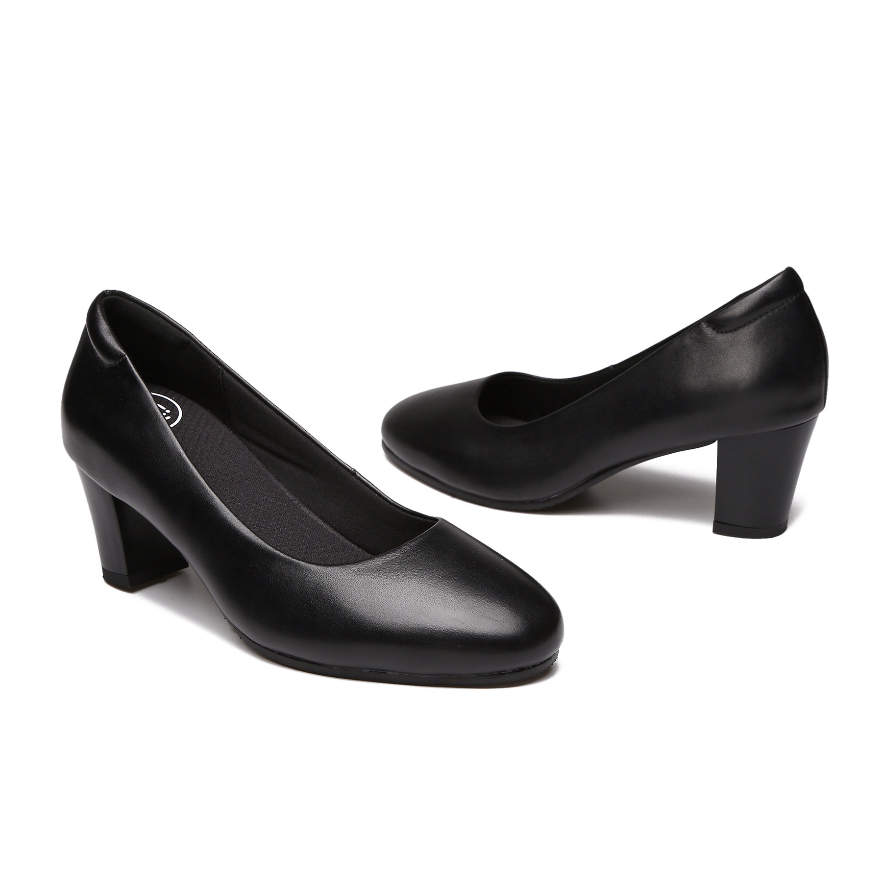 适航班深圳昆明航空姐高跟鞋浅口头层牛皮黑色真皮不累脚工作鞋女