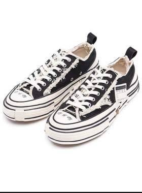 现货正品吴建豪xVESSEL手工帆布鞋硫化鞋黑白色蔡徐坤余文乐同款