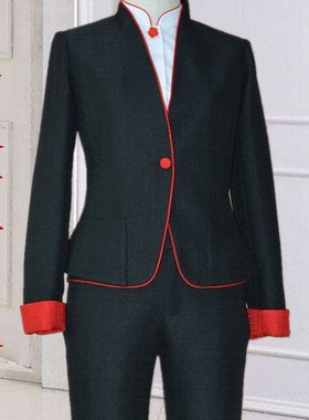 中信银行西服女外套工作服行服黑色西装工装裤女银行衬衫红色西裙