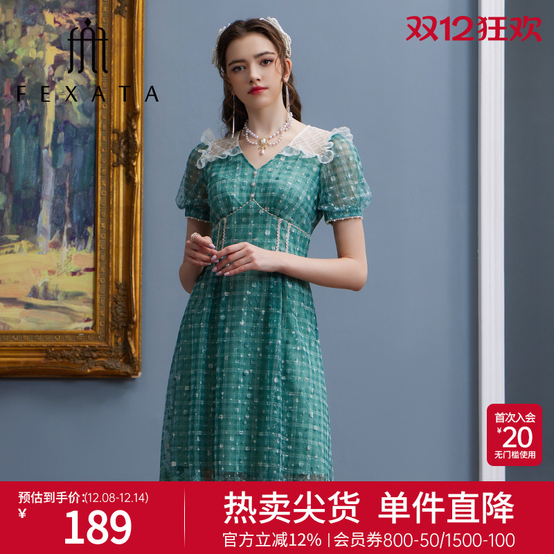 FEXATA复古植绒波点连衣裙